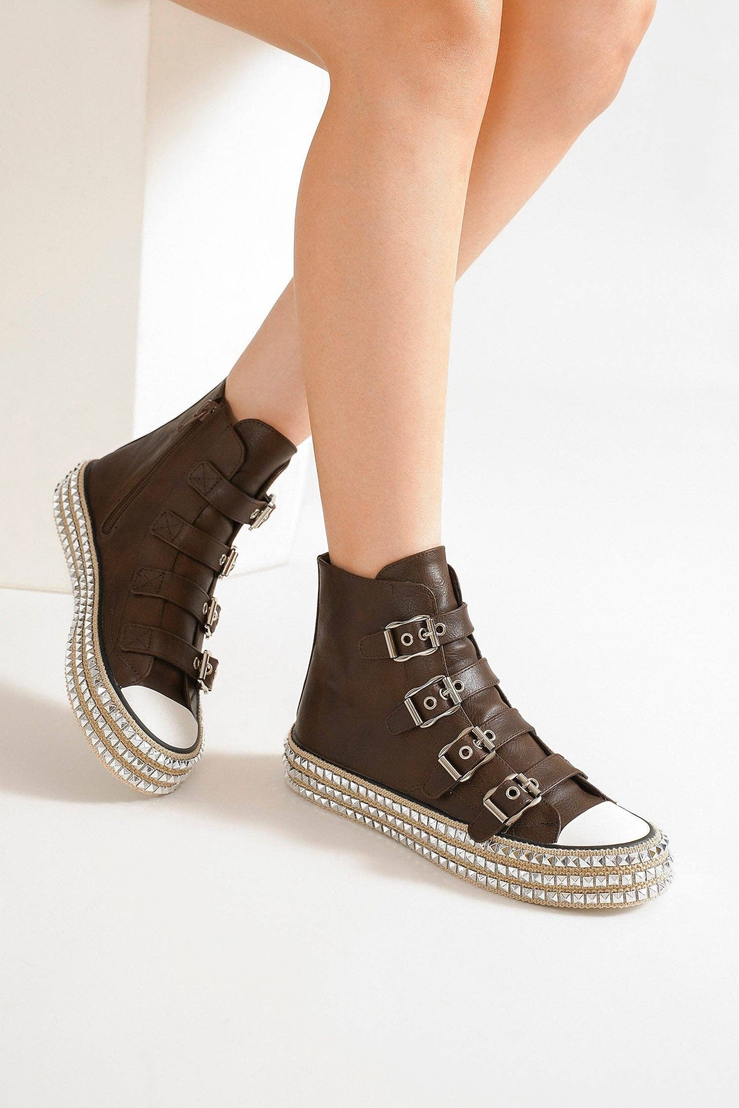 ASH STUDDED BUCKLE HIGH SNEAKERS