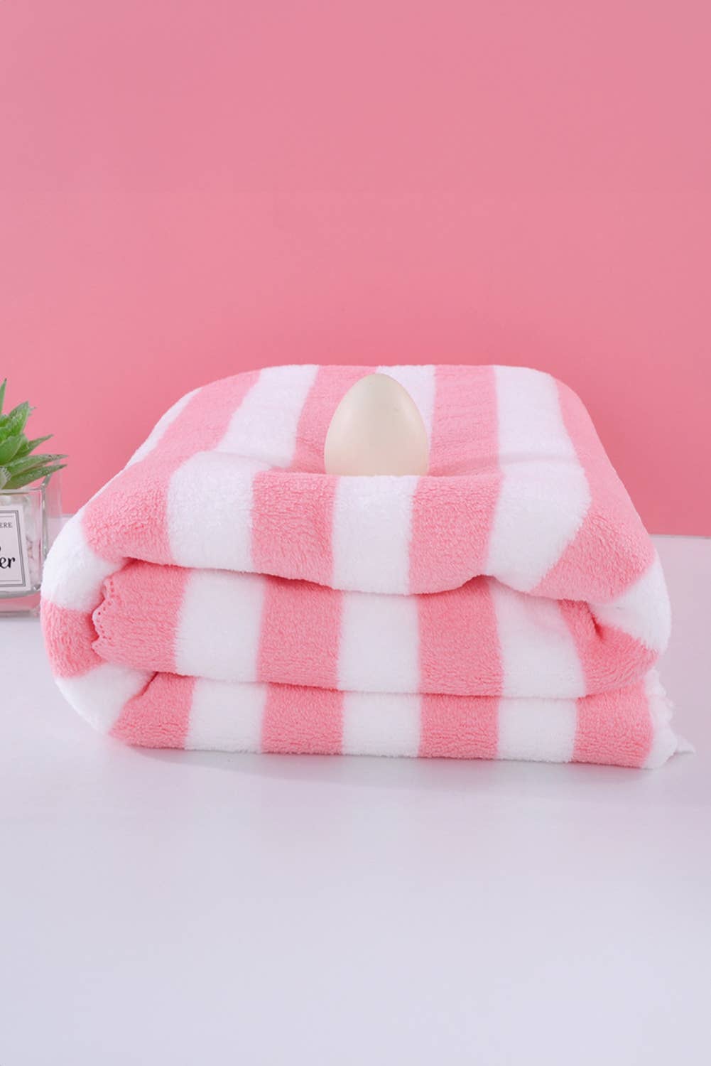 Pink Striped Towel Set