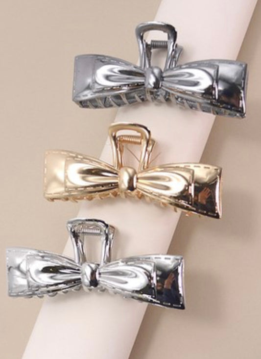 METALLIC BOW CLAW CLIP