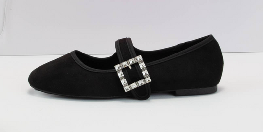 RHINESTONE BUCKLE MARY JANE BALLET FLATS