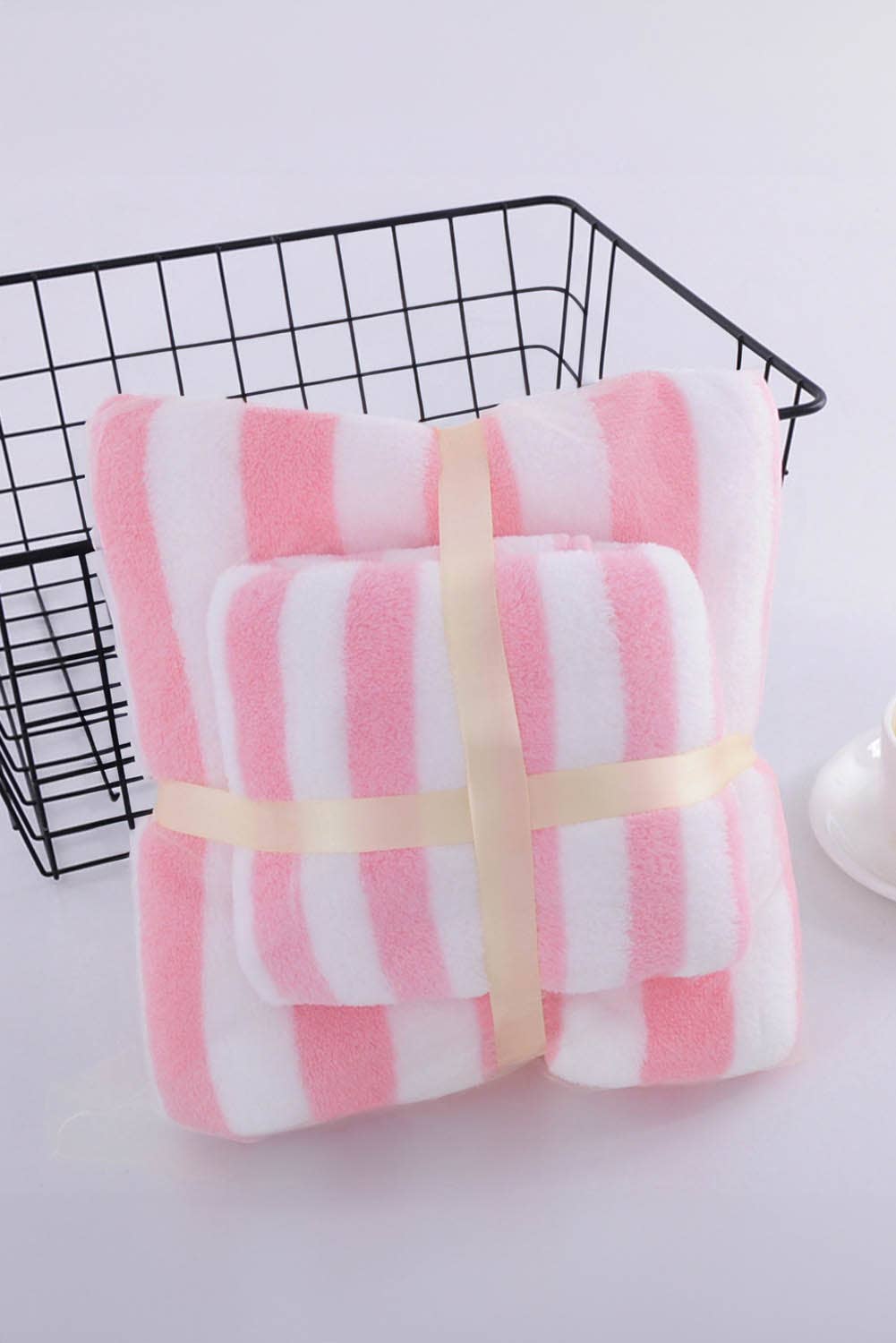 Pink Striped Towel Set